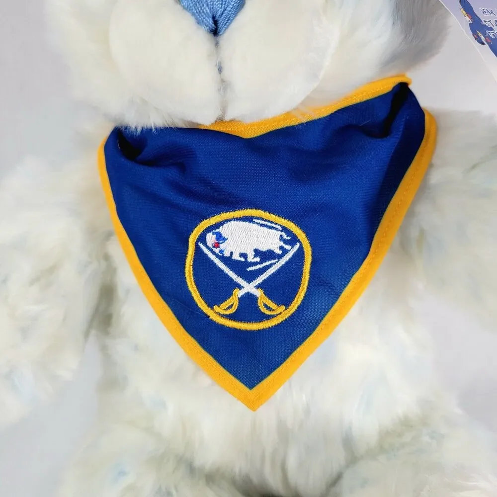 Build A Bear Cuddle Blue Teddy White Stuffed Animal Plush w/ Sabres Hockey Sport